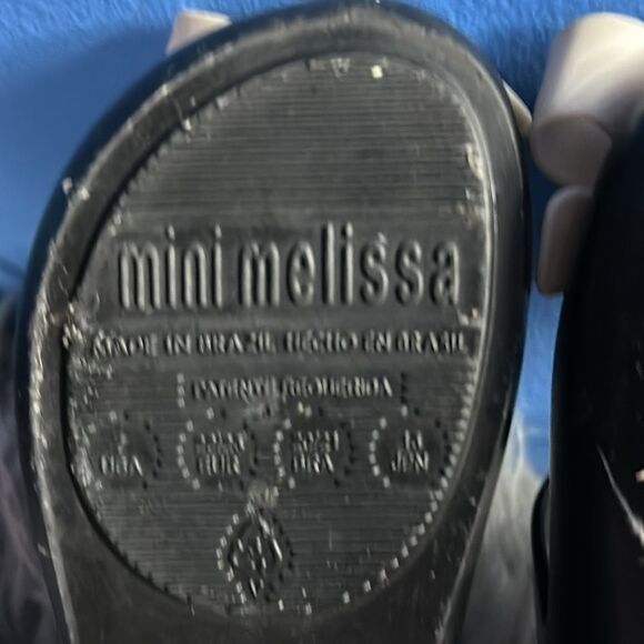 Mini Melissa Kids Girls Black Ultrafi Bow Ll Mary Jane Shoes Peep Toe Size 7 - Picture 4 of 4